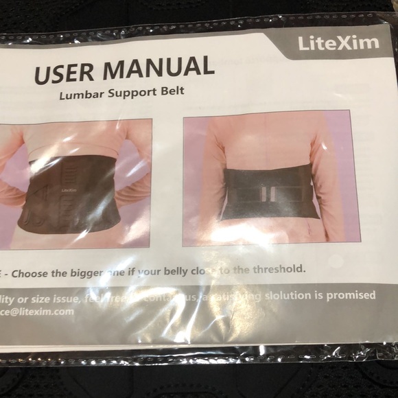 LiteXim Lumbar Support Belt for Men /Women, Adj.Lower Back Brace 27-33 “ small - Picture 2 of 5